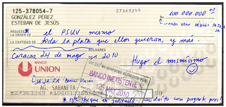 Conozca por qué rebotó el cheque de Chávez al PSUV