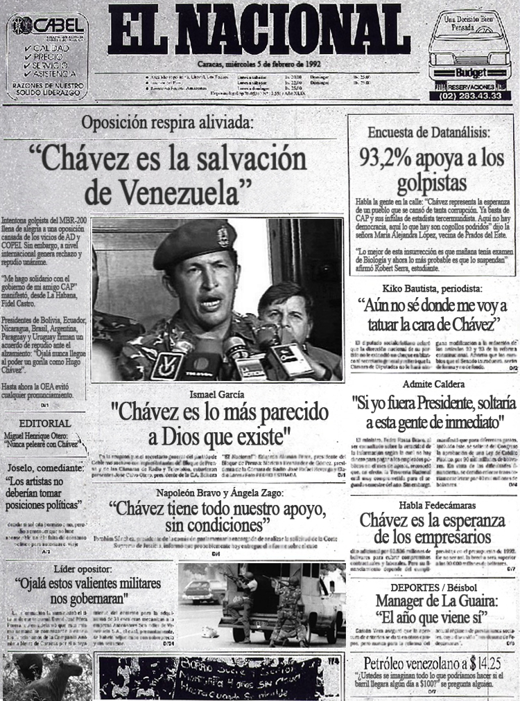 “Chávez es la salvación de Venezuela” Dice oposición de 1992