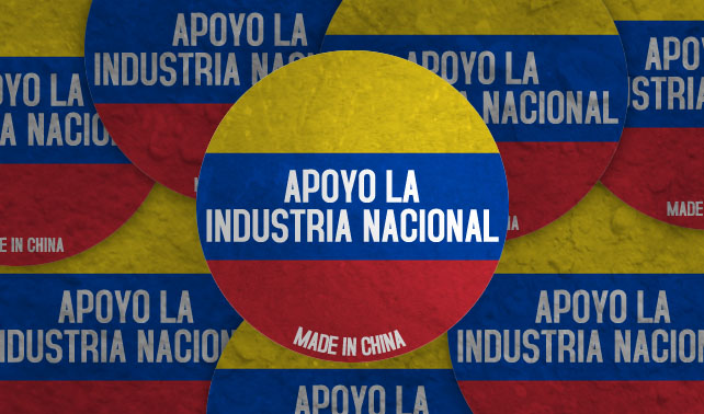 Gobierno compra a China 28.600 millones de calcomanías que dicen "Apoyo la industria Nacional"