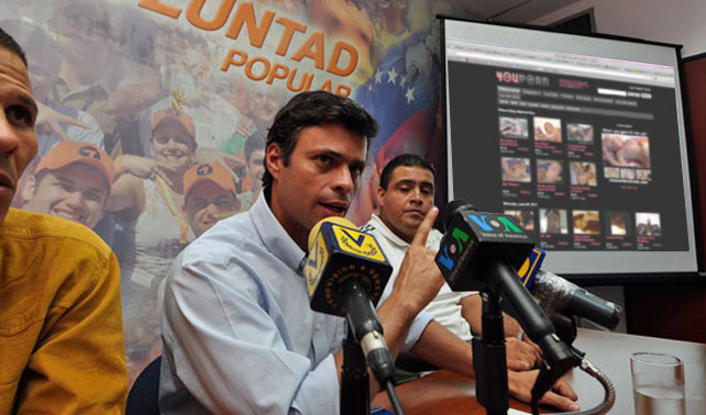 Durante rueda de prensa Leopoldo López abre YouPorn por error