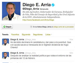 Sentido común hackea la cuenta de Twitter de Diego Arria