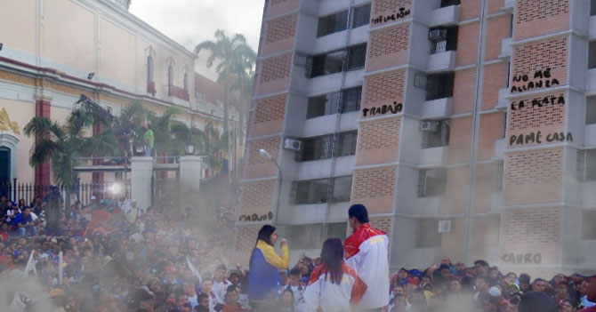 Lanzan edificio a Maduro para que arregle el país