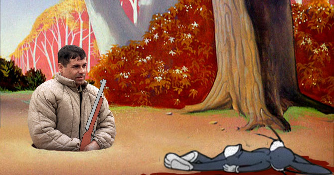 Chapo Guzmán emerge en caricatura de Bugs Bunny