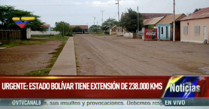 Urgente: VTV reporta que el Edo. Bolívar tiene una superficie de 238,000 km²