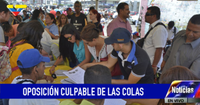 VTV: Colas para firmar demuestran que la oposición es culpable de las colas