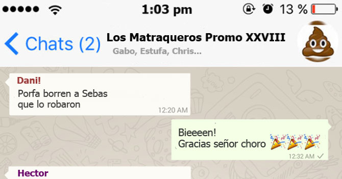 Grupo de Whatsapp agradece a malandro por robar a amigo ladilla