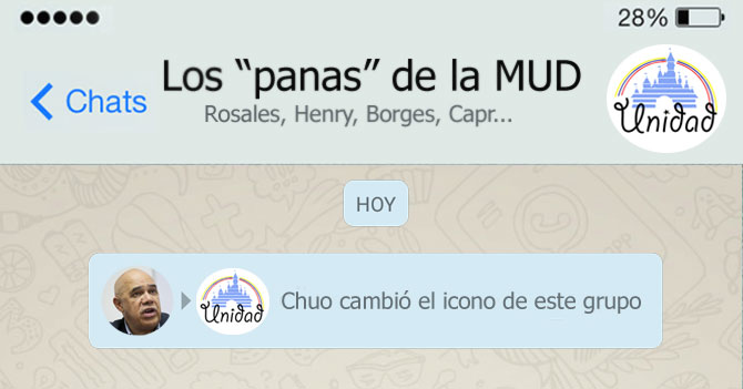 MUD comienza reestructuración con audaz cambio de logo en su grupo de Whatsapp