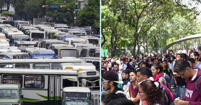 Paro y trancazo hace que camioneteros y estudiantes se quieran de nuevo