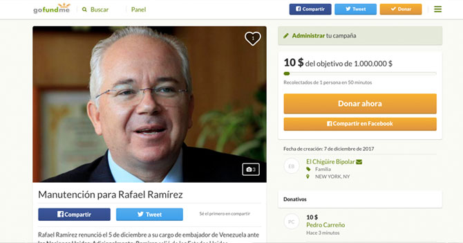 Colabora en el GoFundMe para Rafael Ramírez