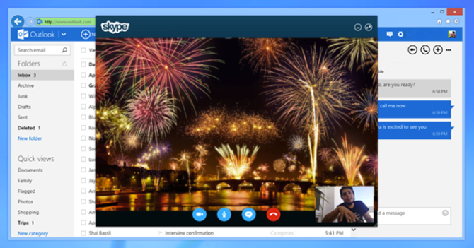 Fuegos artificiales aparecen por Skype