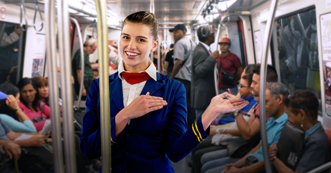 Cierre de aerolíneas hace que aeromoza termine trabajando en el Metro