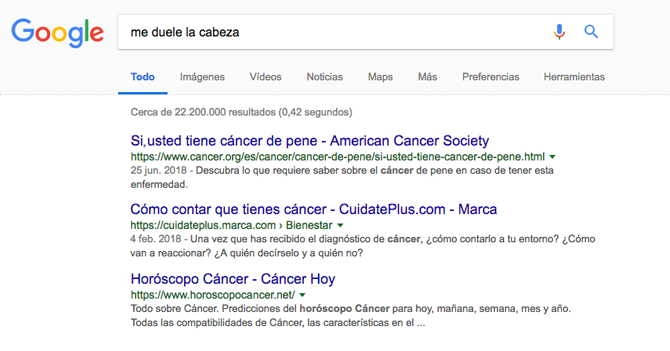 Google cumple 20 años diciéndote que eso que tienes es cáncer