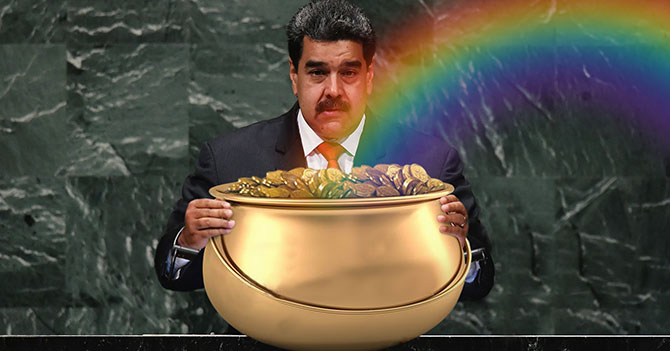 Maduro camina hasta fin del arcoiris para robarle el oro a los duendes