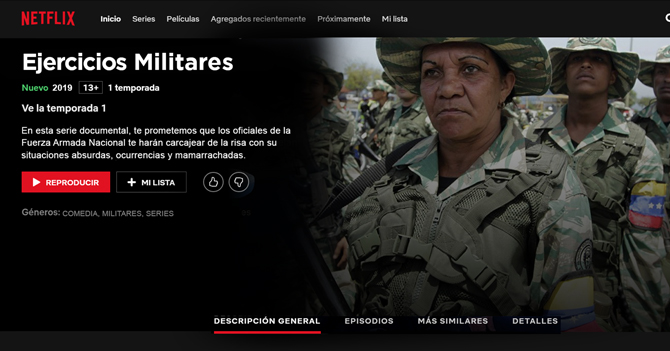 Netflix anuncia especial de comedia con ejercicios militares de la FANB