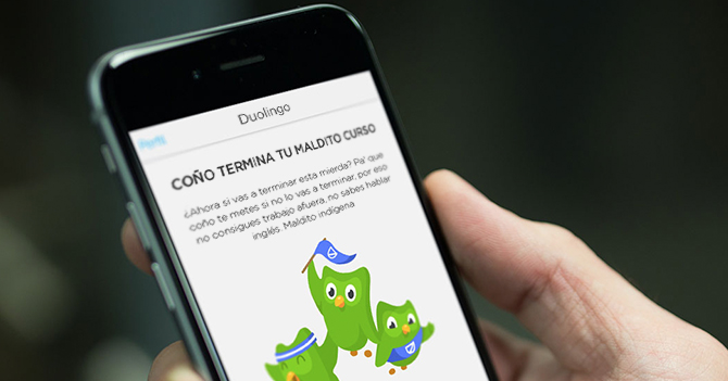 Duolingo envía notificación para que termines tu curso de inglés maldito vago del coño