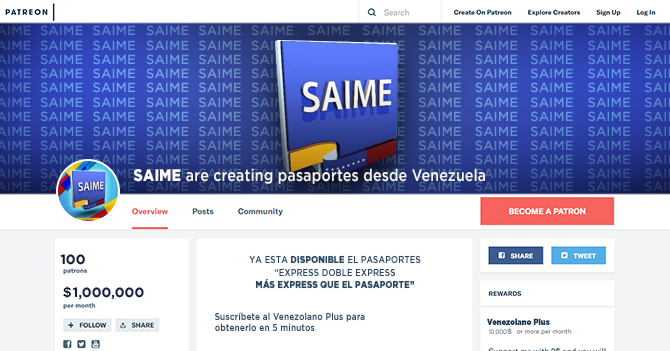 Saime ofrece pasaportes en 5 minutos solo a usuarios de Patreon