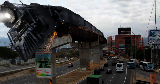 Expreso Polar se descarrila al intentar pasar por vías del metro de Guarenas