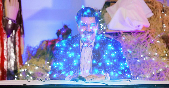 Maduro se cubre de luces navideñas para hacerte arrechar
