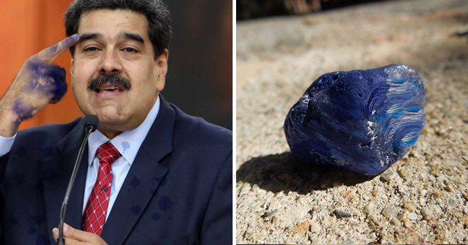 Maduro niega que líder de oposición que es una roca pintada de azul sea creación de él