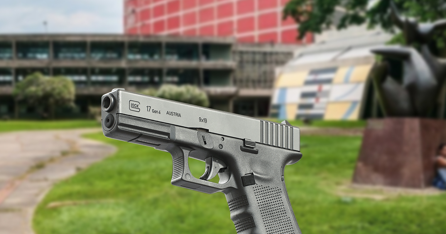 Chavismo lanza Glock 17 como dirigente estudiantil de la UCV