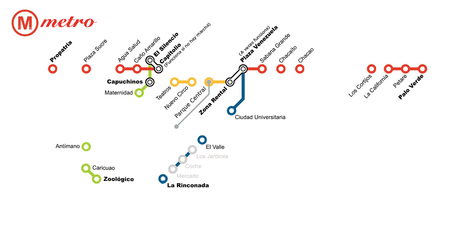 Metro de Caracas presenta nuevo mapa con estaciones que funcionan