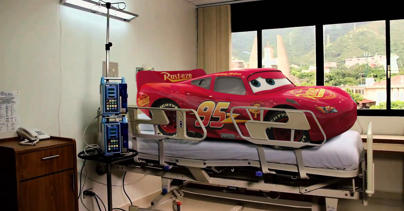 Rayo McQueen hospitalizado por envenenamiento con gasolina iraní