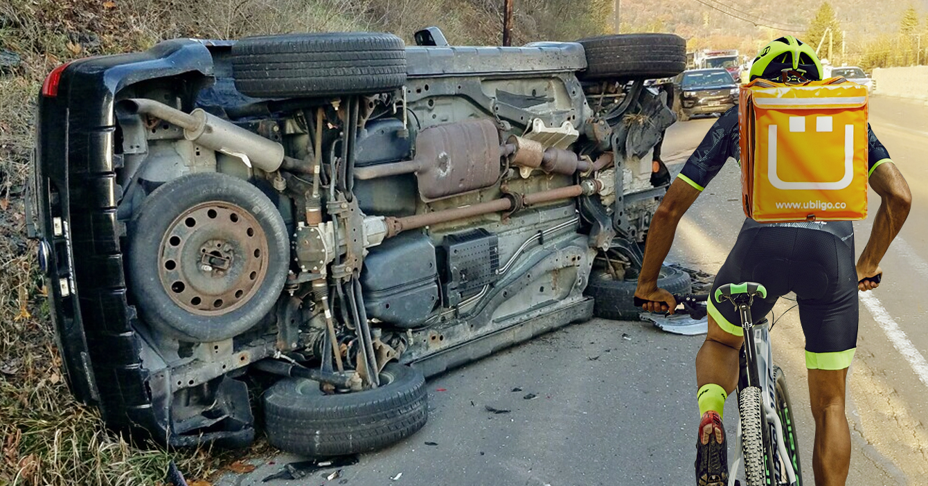 Camioneta da pérdida total tras chocar con durísimas nalgas de ciclista de delivery