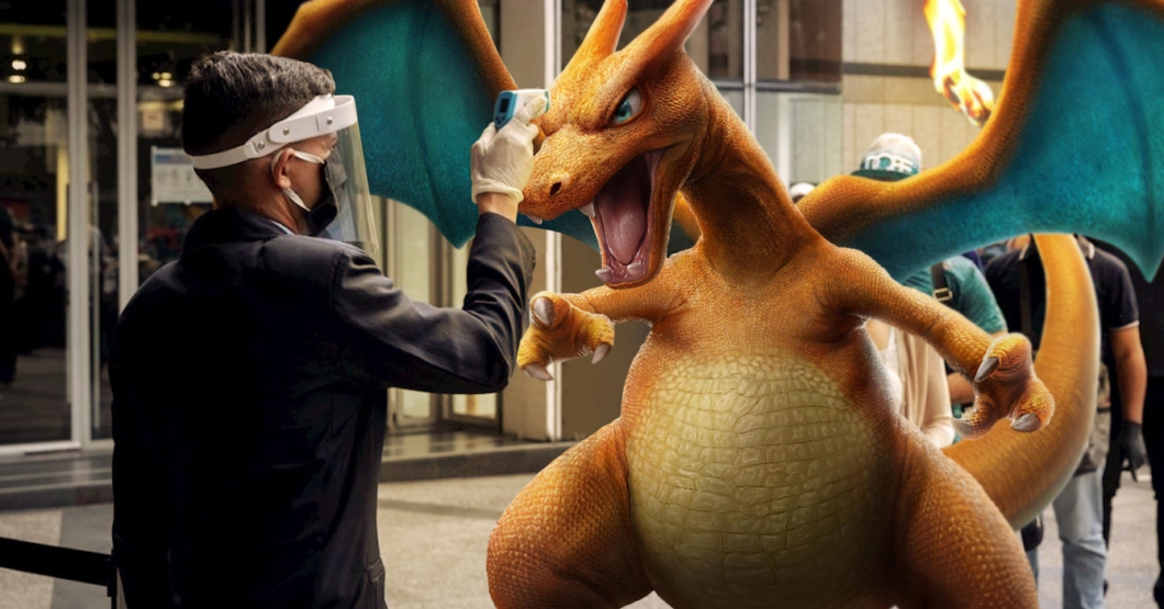 Vigilante deja pasar a Charizard después de medirle la temperatura