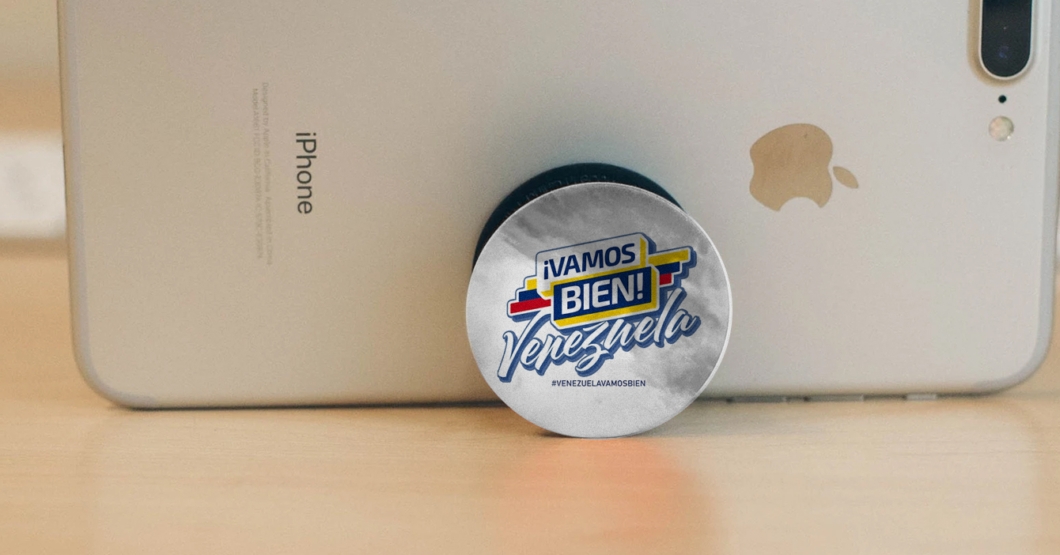 Popsocket del iPhone de Guaidó explica lo difícil de cargar con todo el peso de la oposición