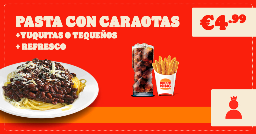 Burger King España añade pasta con caraotas a su menú