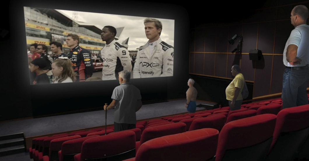 Cine estrena función sin asientos para que papás puedan ver película de F1 de pie