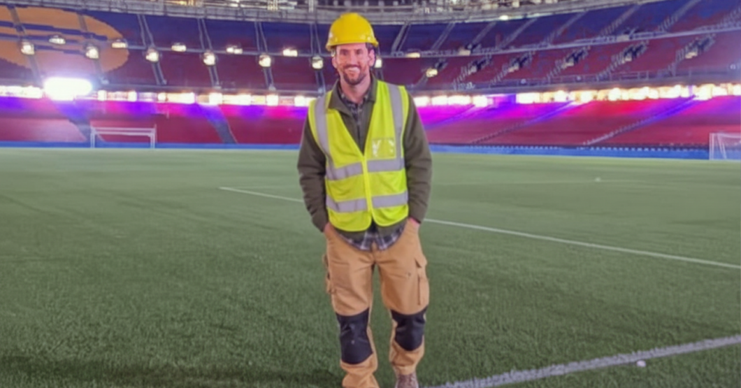 Messi consigue trabajo pegando bloques en el Camp Nou
