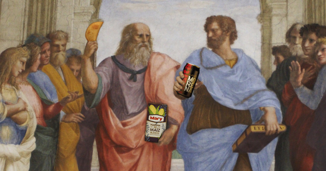 Sócrates y Platón admiten que el verdadero dúo que más sabe es una empanada con una malta