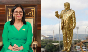 Delcy asegura que estatua de Trump en la autopista es parte de su plan para liberar a Maduro