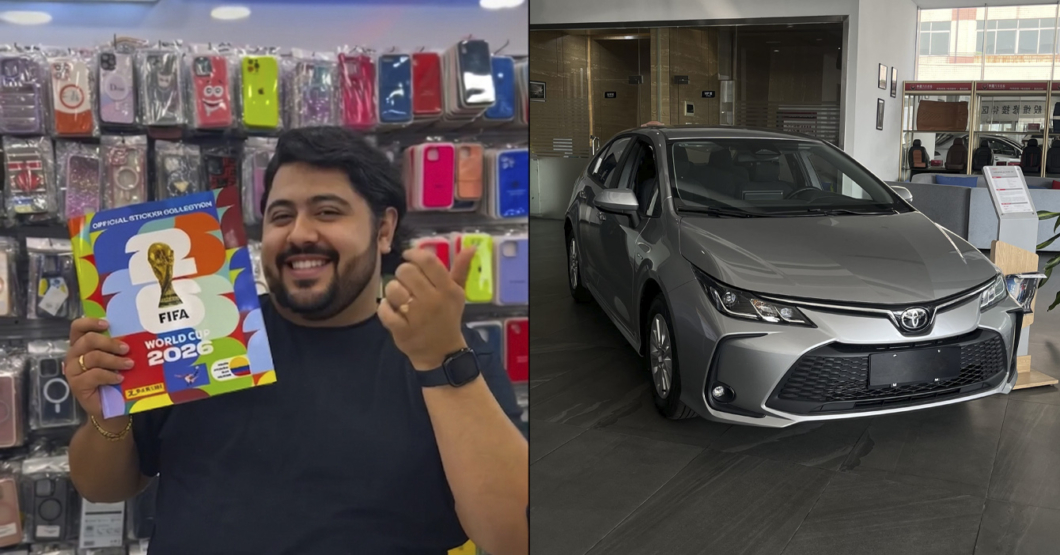 Joven cambia Corolla 2026 por álbum del mundial lleno