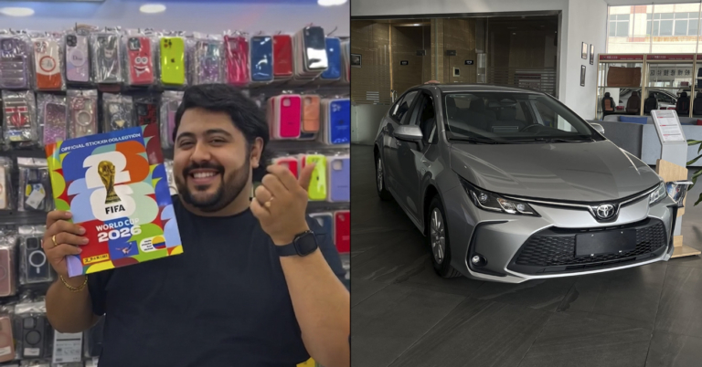 Joven cambia Corolla 2026 por álbum del mundial lleno